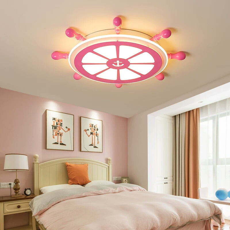 Lámpara empotrada de acrílico LED de estilo modernista con diseño de timón rosa para habitación de niños