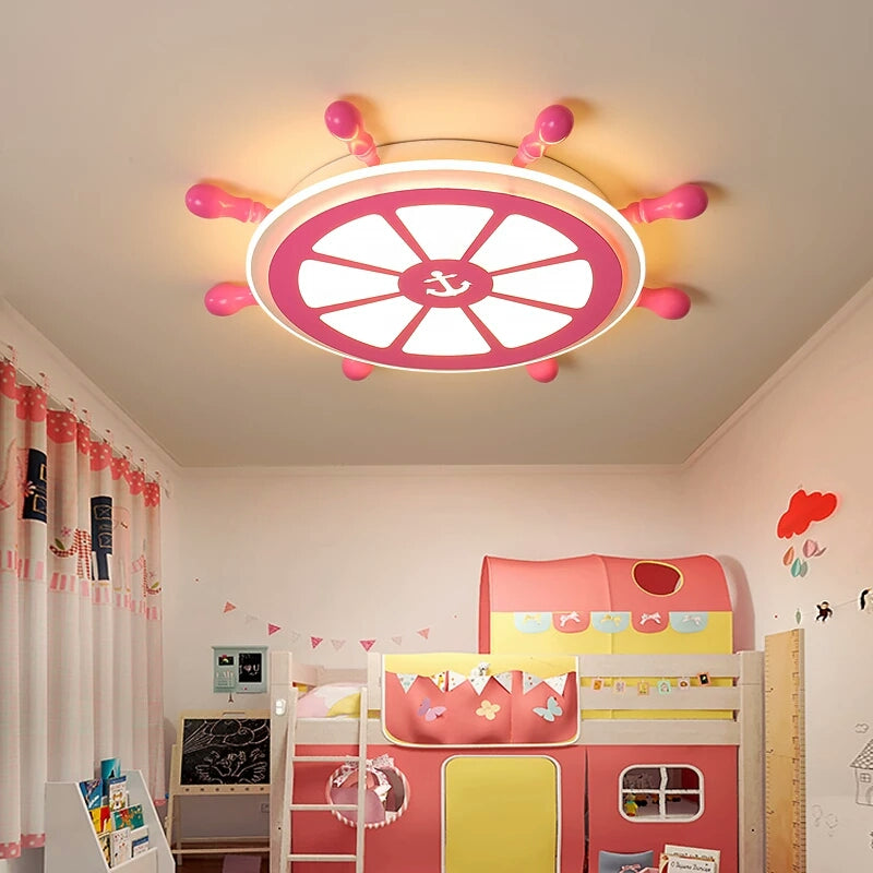 Lámpara empotrada de acrílico LED de estilo modernista con diseño de timón rosa para habitación de niños