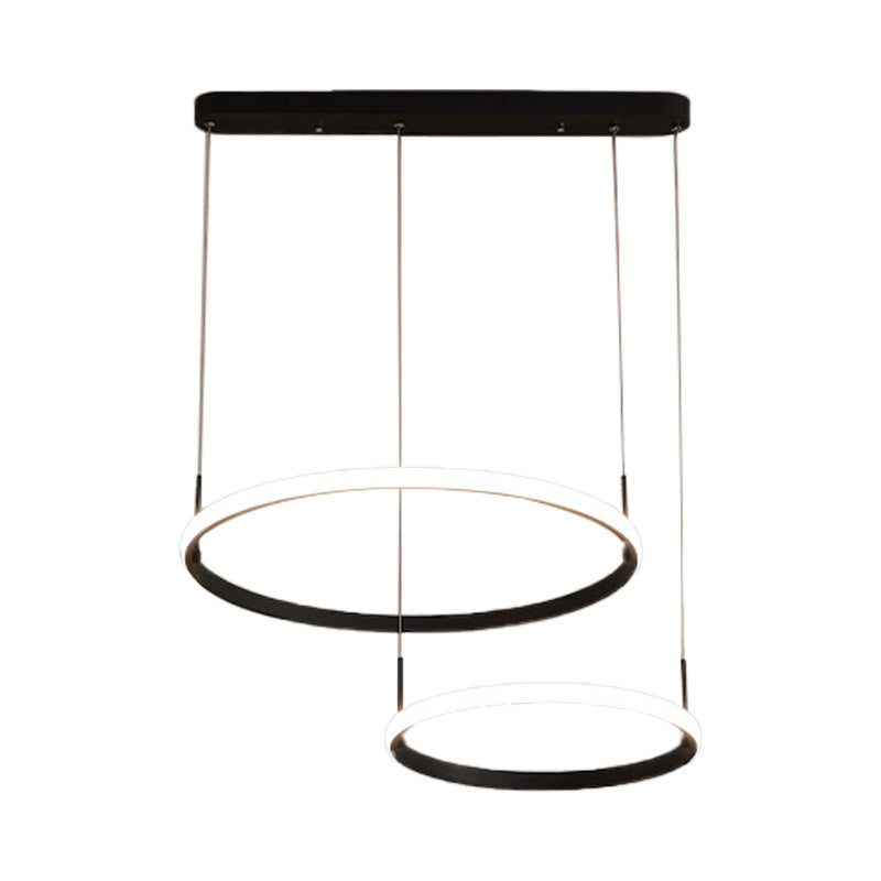 Brown Circle Chandelier Light Minimalist Acrylic 2/3/5 Heads Hanging Ceiling Light in White/Warm/Natural Light