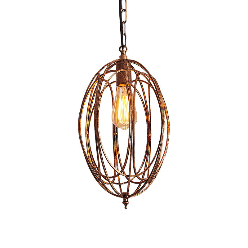 1 Kopf Metallic Drop Anhänger Fabrik Gold Finish Oval Käfig Esszimmer Hanging Lampe Kit