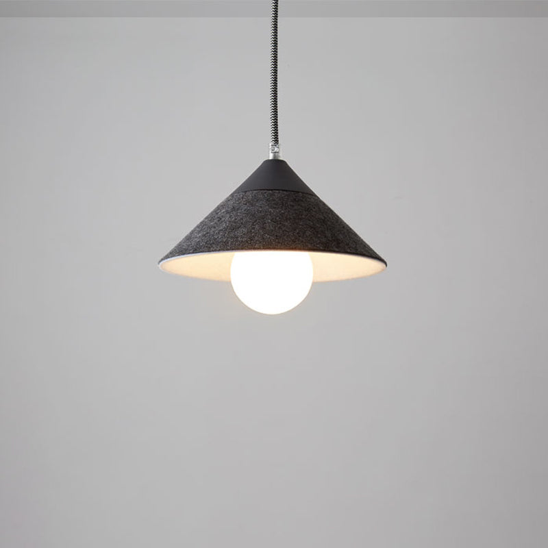 Felt Tapered Ceiling Light Farmhouse 1 Light Restaurant Down Lighting in Black/Grey for Dining Room