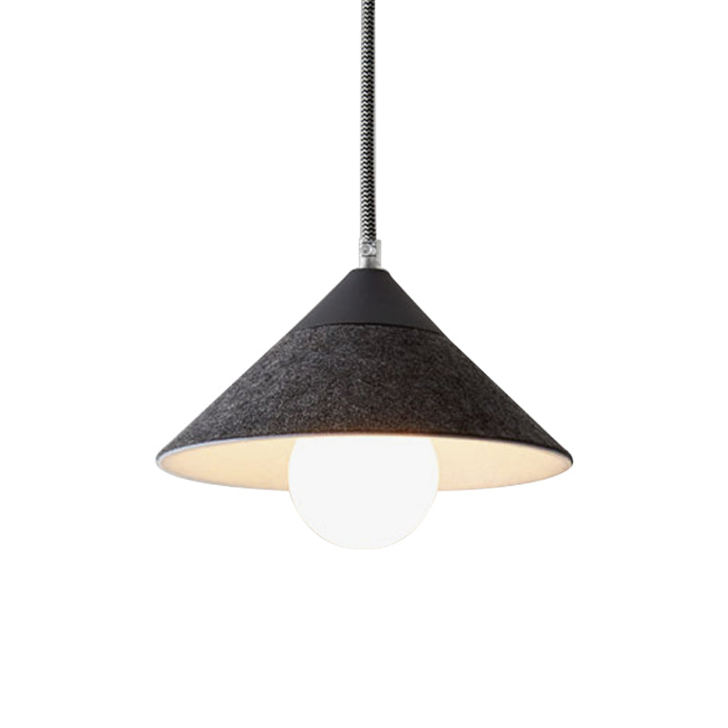 Felt Tapered Ceiling Light Farmhouse 1 Light Restaurant Down Lighting in Black/Grey for Dining Room