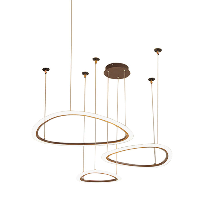 Tiered Ceiling Chandelier Simple Acrylic 3/4 Heads Brown Pendant Light Fixture in White/Warm/Natural Light