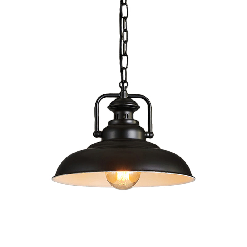 Black/Rust Barn Hanging Ceiling Light Farm Style Metallic 1 Head Living Room Down Lighting with Swivel Joint