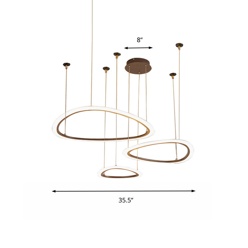 Tiered Ceiling Chandelier Simple Acrylic 3/4 Heads Brown Pendant Light Fixture in White/Warm/Natural Light