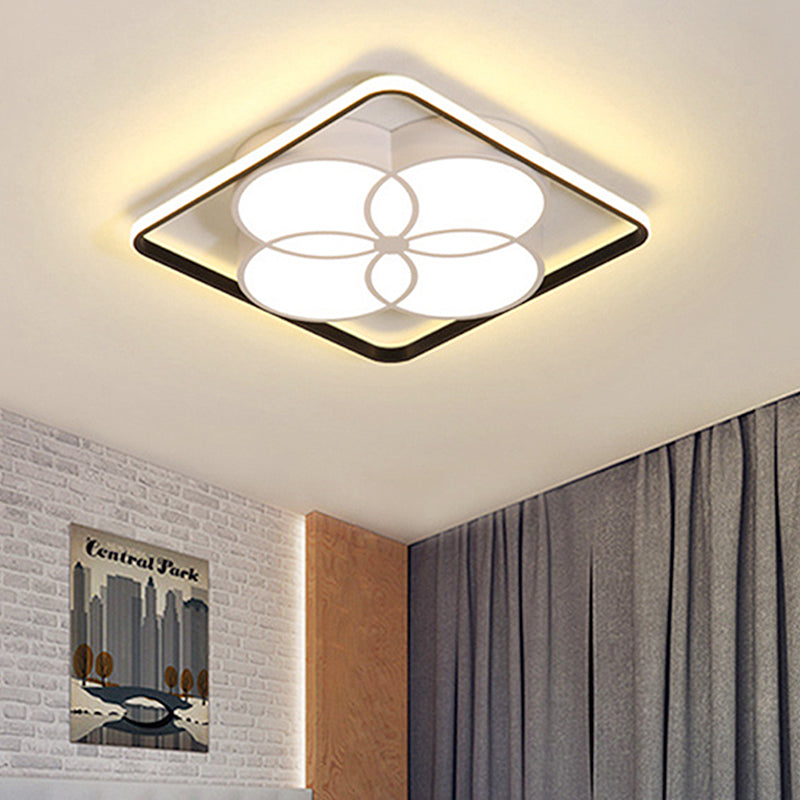 Acrylic Flower - Like Bedroom Flush Mount Massimale Light Modern White Flushmount Lighting in Warm / White Light