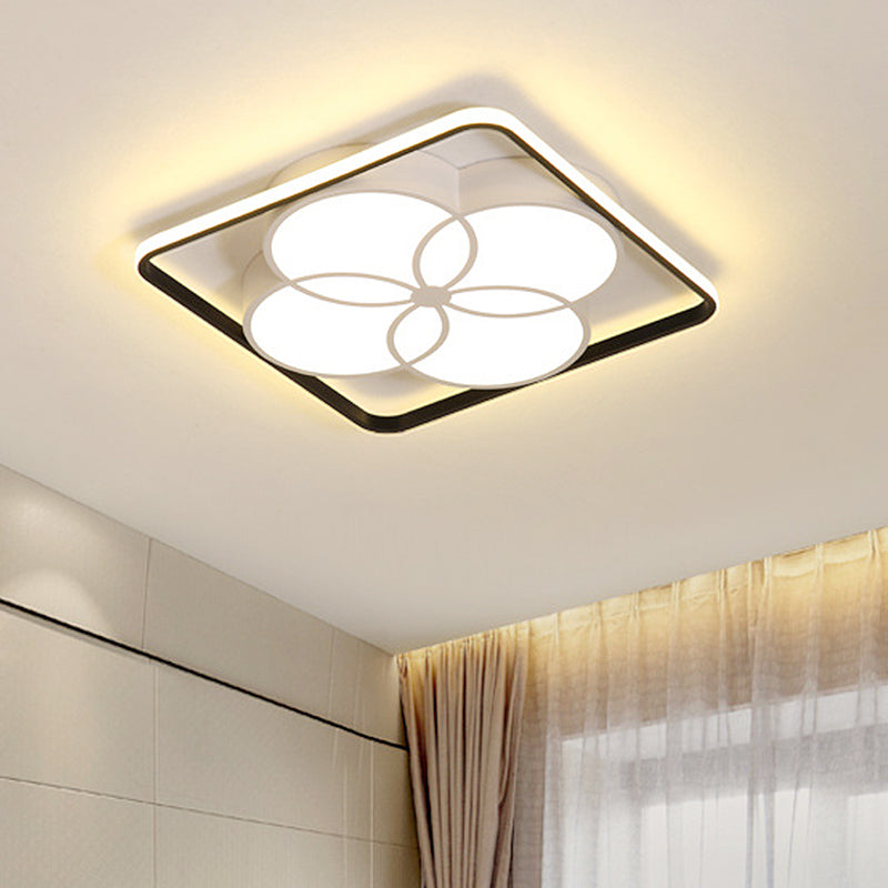 Acrylic Flower-Like Bedroom Flush Mount Ceiling Light Modern White Flushmount Lighting in Warm/White Light