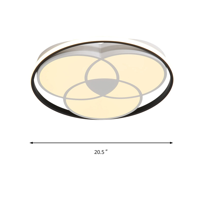 Black and White Round Flush Ceiling Light Simple LED Acrylic Ceiling Mounted Fixture in Warm/White Light