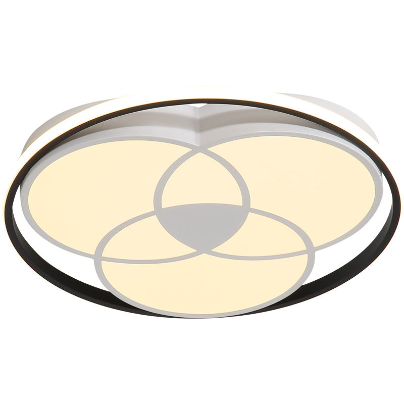 Black and White Round Flush Ceiling Light Simple LED Acrylic Ceiling Mounted Fixture in Warm/White Light