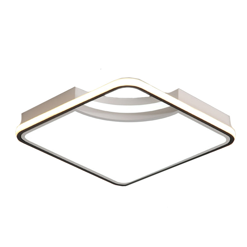 Rhombus acryl verzonken plafondlamp 16,5"/20,5" brede minimalistische slaapkamer plafondmontage lichtarmatuur in wit licht