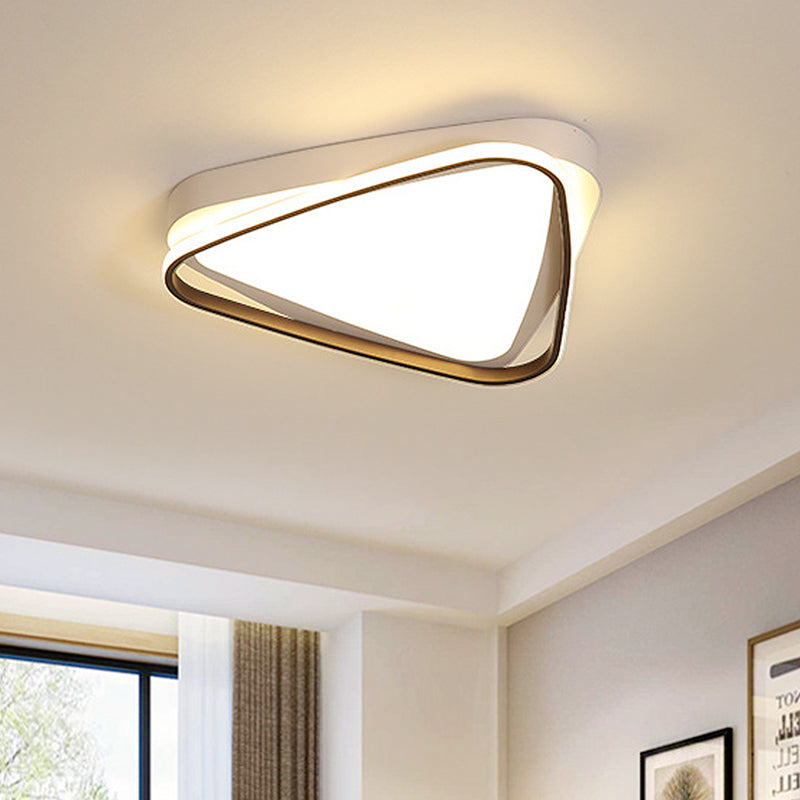 Triangle LED Ceiling Flush Mount White Acrylic Ceiling Light Fixture in Warm / White Light for Bedroom