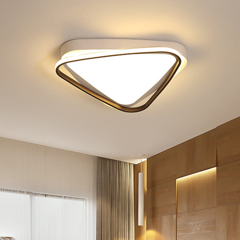 Triangle LED Ceiling Flush Mount White Acrylic Ceiling Light Fixture in Warm/White Light for Bedroom