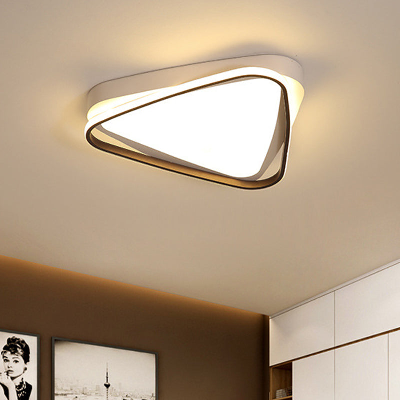 Triangle LED Ceiling Flush Mount White Acrylic Ceiling Light Fixture in Warm/White Light for Bedroom