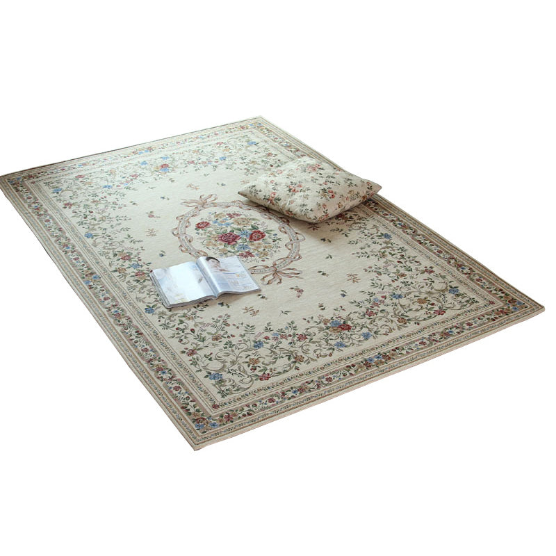 Shabby Chic Rustic Area Rug Multi-Colored Floral Print Carpet Machine Washable Pet Friendly Anti-Slip Rug for Home