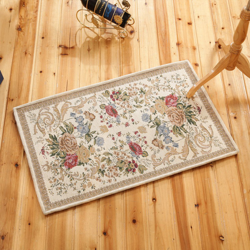 Classy Jacquard Rug Multi Colored Retro Carpet Polypropylene Stain Resistant Non-Slip Backing Washable Rug for Door