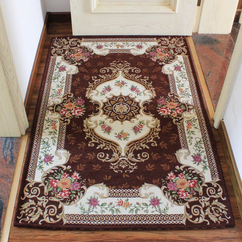 Classy Jacquard Rug Multi Colored Retro Carpet Polypropylene Stain Resistant Non-Slip Backing Washable Rug for Door