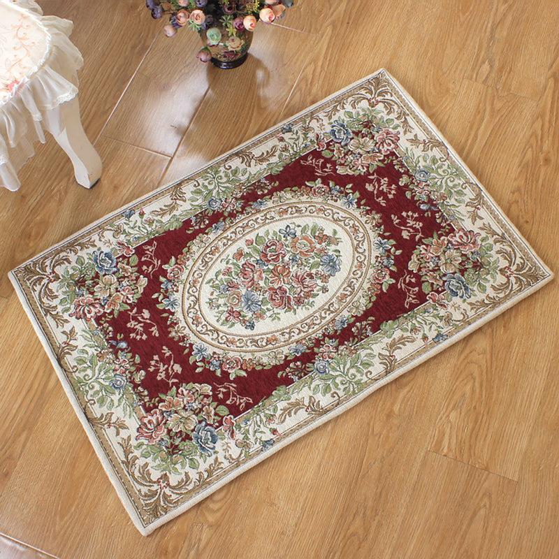 Classy Jacquard Rug Multi Colored Retro Carpet Polypropylene Stain Resistant Non-Slip Backing Washable Rug for Door