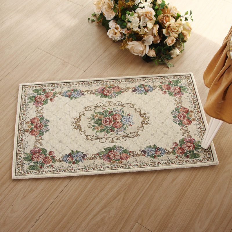 Victorian Flower Framework Rug Multi Color Synthetics Rug Washable Non-Slip Stain Resistant Rug for Bedroom