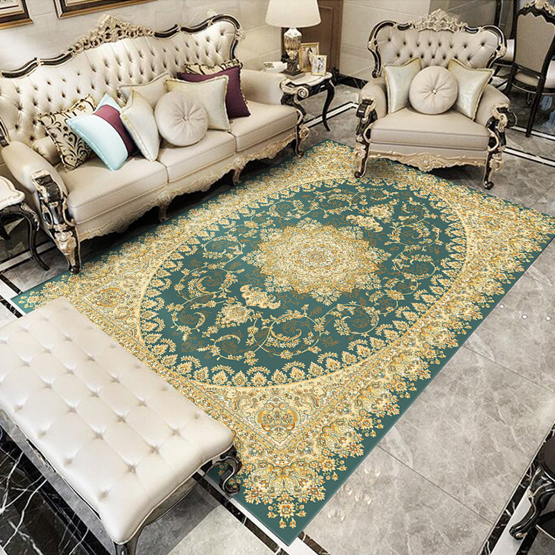 Glam Floral Swirls Rug Multicolor Victorian Rug Synthetics Pet Friendly Non-Slip Stain Resistant Rug for Home