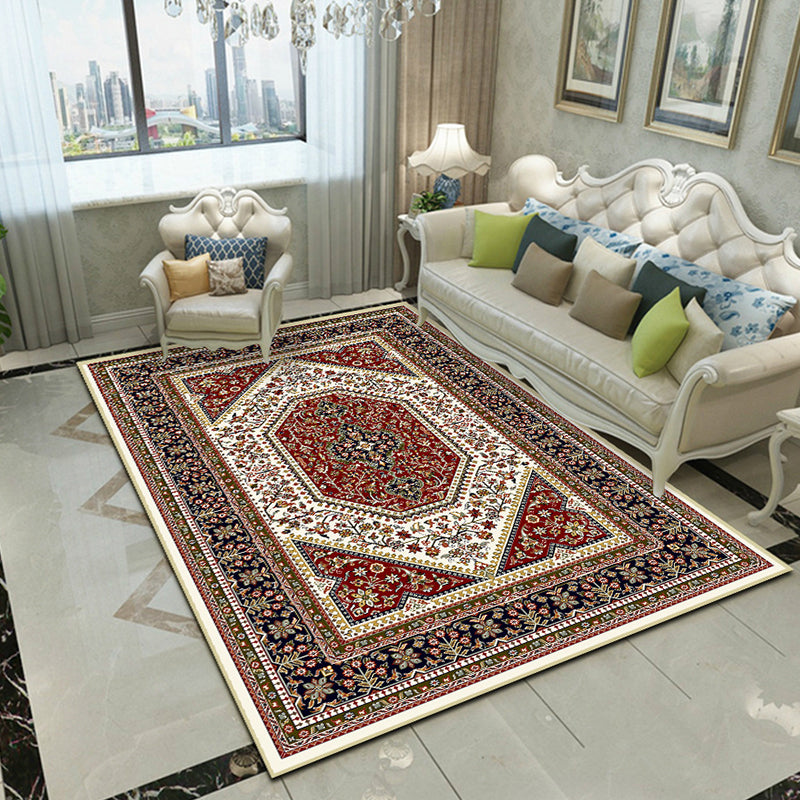 Glam Floral Swirls Rug Multicolor Victorian Rug Synthetics Pet Friendly Non-Slip Stain Resistant Rug for Home