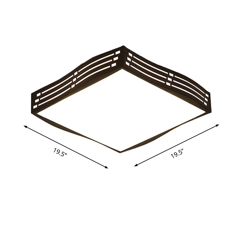 Luz LED empotrada de acrílico negro de alta penetración, accesorio montado en el techo para sala de estar, cuadrado/rectangular ondulado, en luz blanca