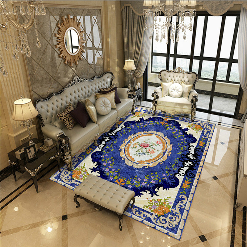 Beautiful Peony Print Rug Multi Color Classical Rug Polypropylene Non-Slip Machine Washable Stain Resistant Rug for Room