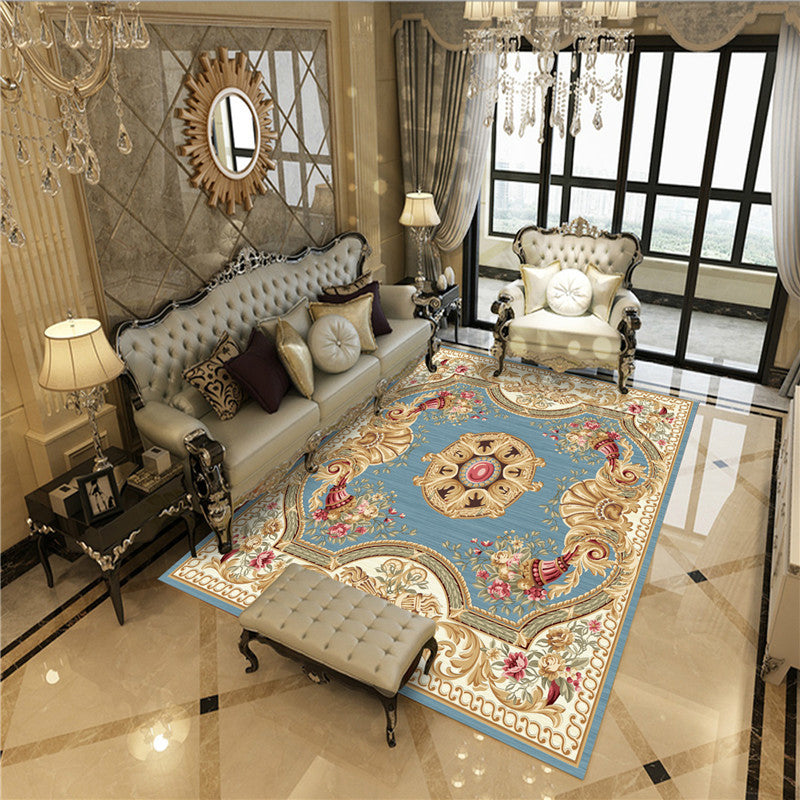 Beautiful Peony Print Rug Multi Color Classical Rug Polypropylene Non-Slip Machine Washable Stain Resistant Rug for Room