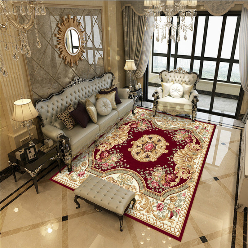 Beautiful Peony Print Rug Multi Color Classical Rug Polypropylene Non-Slip Machine Washable Stain Resistant Rug for Room