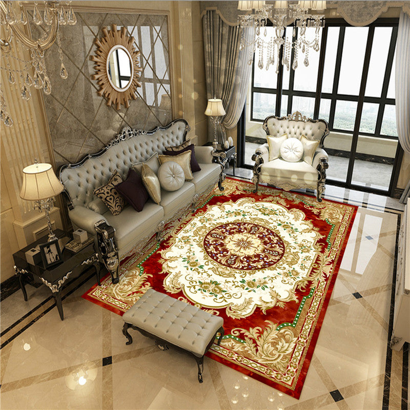 Beautiful Peony Print Rug Multi Color Classical Rug Polypropylene Non-Slip Machine Washable Stain Resistant Rug for Room