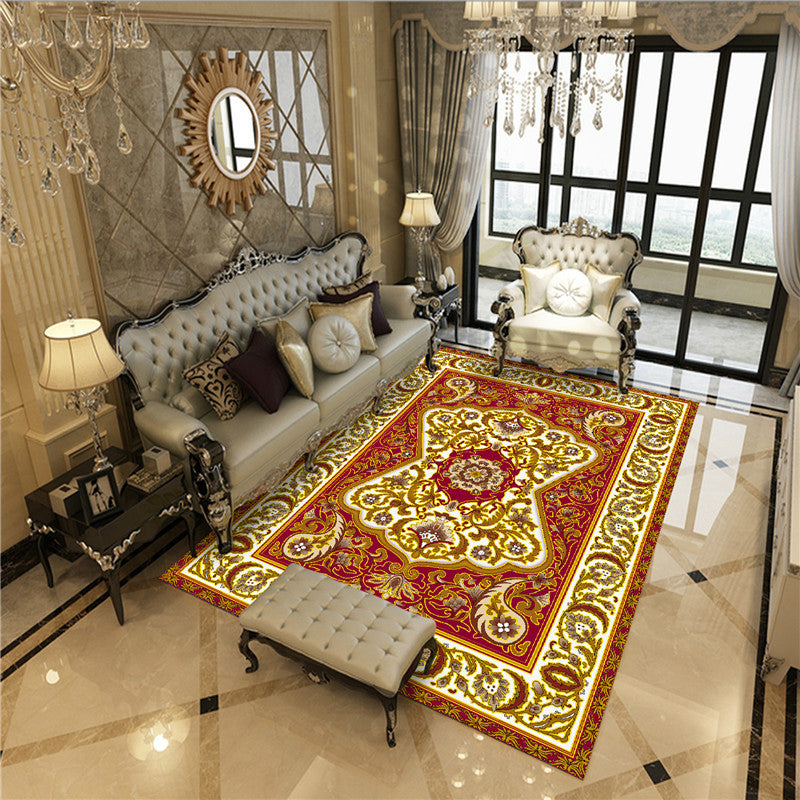 Beautiful Peony Print Rug Multi Color Classical Rug Polypropylene Non-Slip Machine Washable Stain Resistant Rug for Room