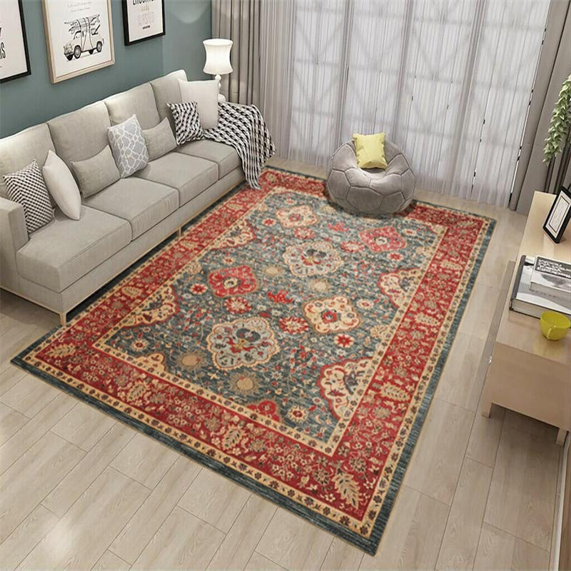 Antique Multicolor Glam Rug Polyester Floral Printed Carpet Pet Friendly Stain Resistant Anti-Slip Rug for Home