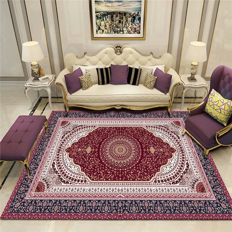 Antique Multicolor Glam Rug Polyester Floral Printed Carpet Pet Friendly Stain Resistant Anti-Slip Rug for Home