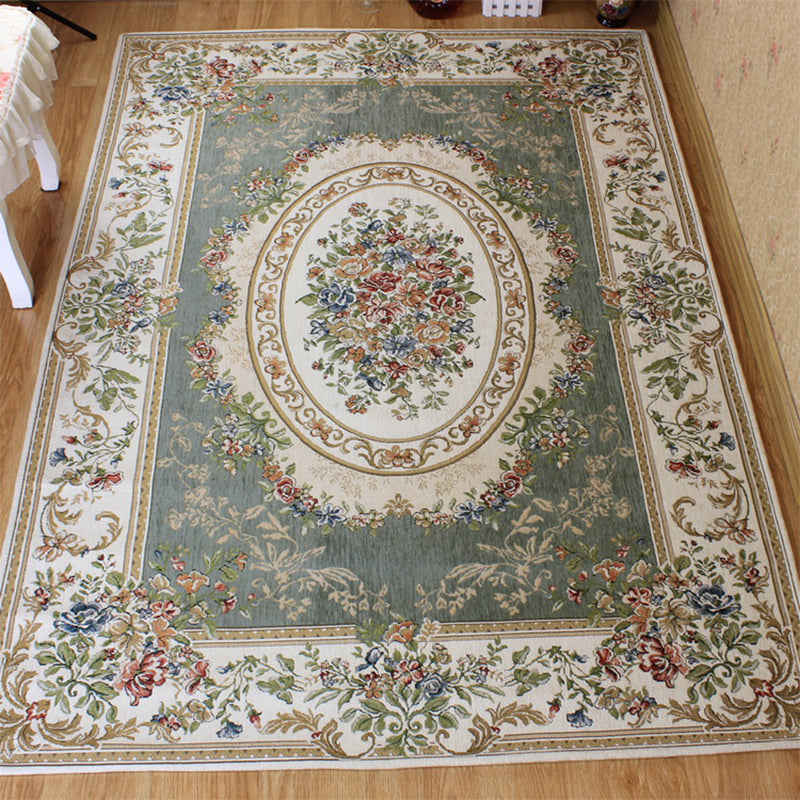 Victorian Living Room Rug Multi Colored Peonies Carpet Cotton Machine Wash Non-Slip Backing Rug