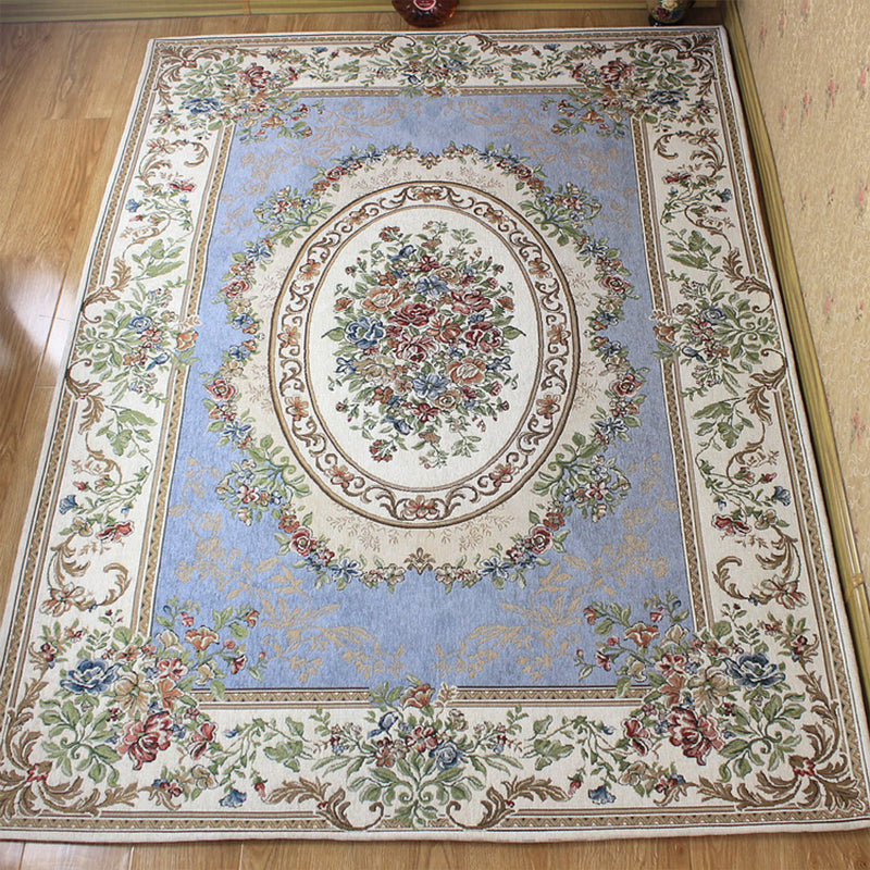 Victorian Living Room Rug Multi Colored Peonies Carpet Cotton Machine Wash Non-Slip Backing Rug