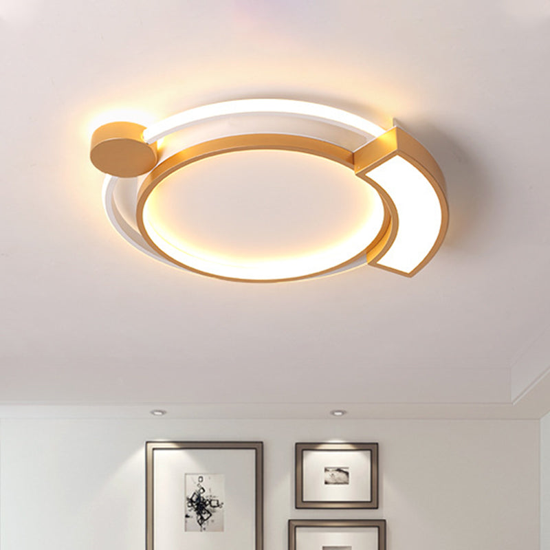 16 "/19.5" Dia Orbit Acrylique DEL Flush Ceiling Light Modernist Black / Gold Ceiling Flush Mount, White Light