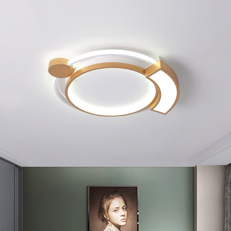 16 "/19.5" Dia Orbit Acrilico LED Flush Light Modernst Black / Gold Massimale Flush Montaggio, White Light