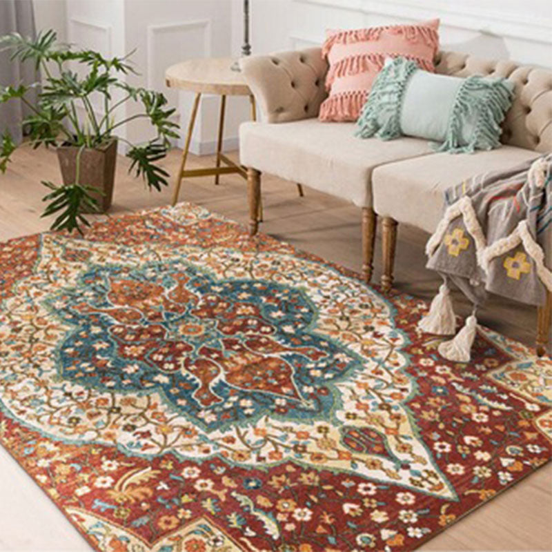 Distressed Moroccan Area Rug Multicolor Patterned Rug Anti-Slip Machine Washable Stain Resistant Rug for Home