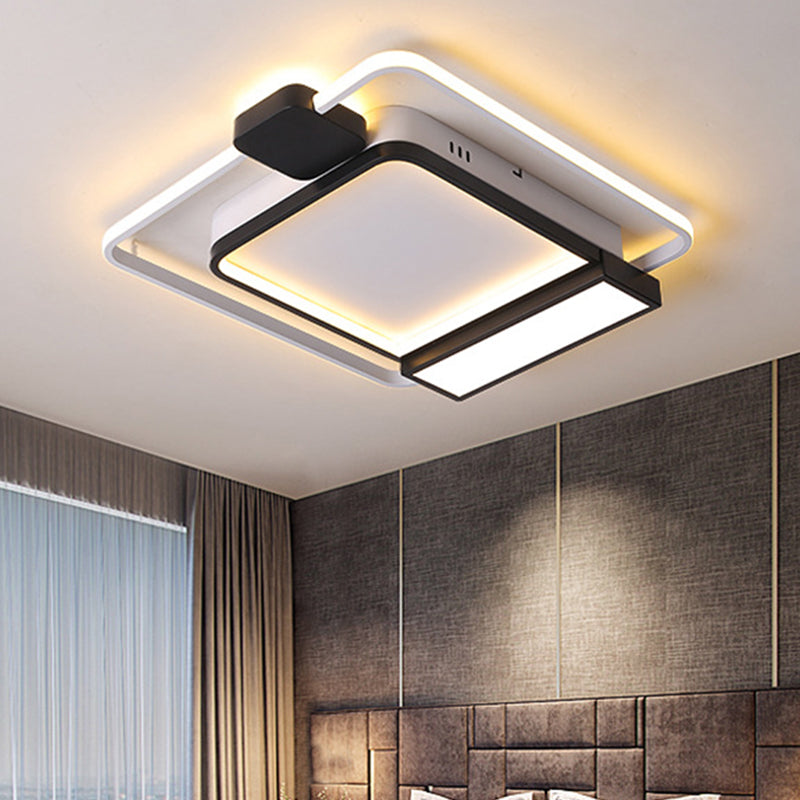 16 "/19.5" W Acrylique Square Ceiling Light Fixture Contemporary Gold / Black LED Flush Mount Lighting for Bedroom, White Light