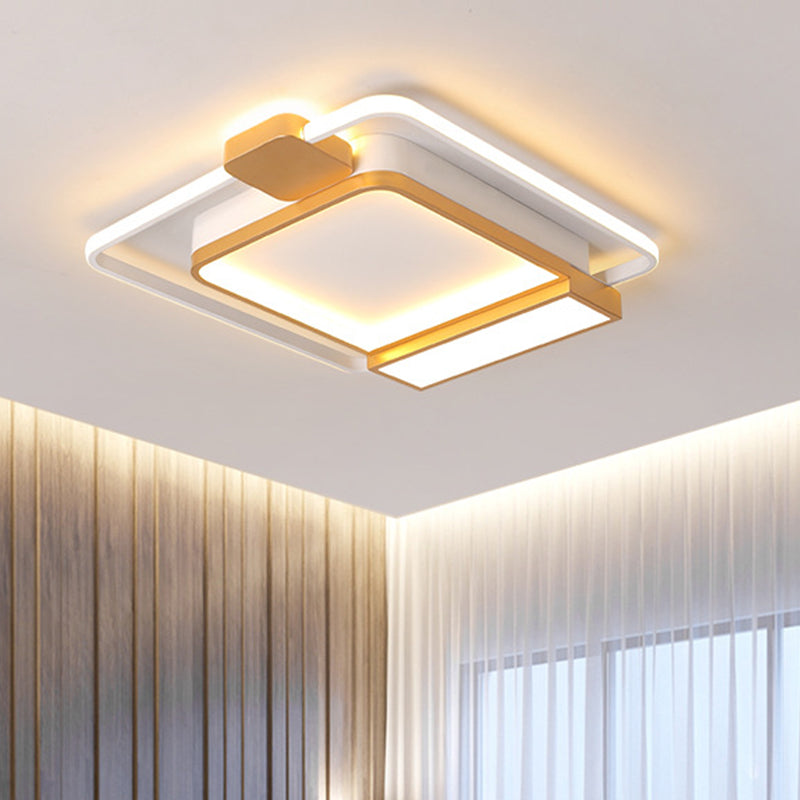 16 "/19.5" W Acrylique Square Ceiling Light Fixture Contemporary Gold / Black LED Flush Mount Lighting for Bedroom, White Light