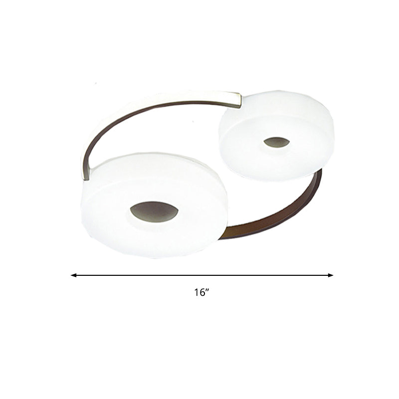 Minimale donut inbouw plafondlamp 16"/19,5" dia koffie LED slaapkamer plafondmontage armatuur met acryl lampenkap, wit licht