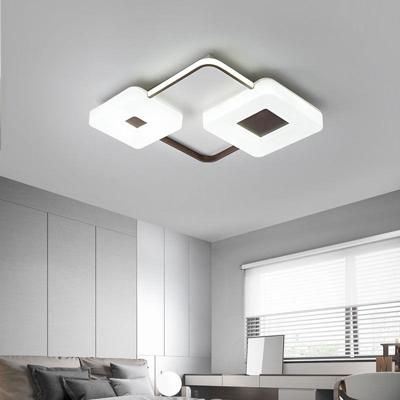 Coffee Square/Rectangular LED Flush Mount Lamp 16"/19.5"/35.5" Wide Acrylic Living Room Ceiling Mounted Light, White Light