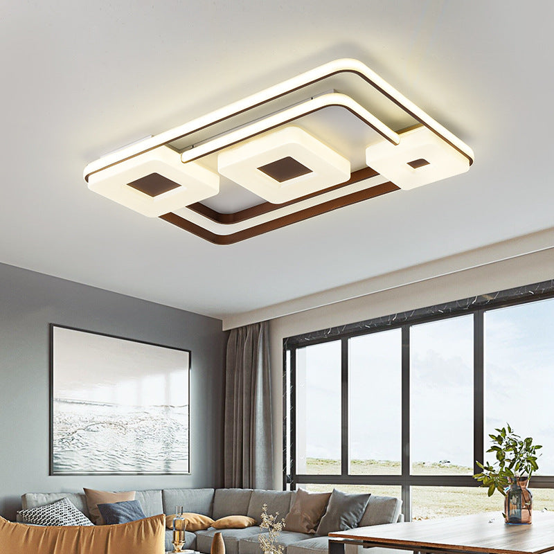 Coffee Square/Rectangular LED Flush Mount Lamp 16"/19.5"/35.5" Wide Acrylic Living Room Ceiling Mounted Light, White Light