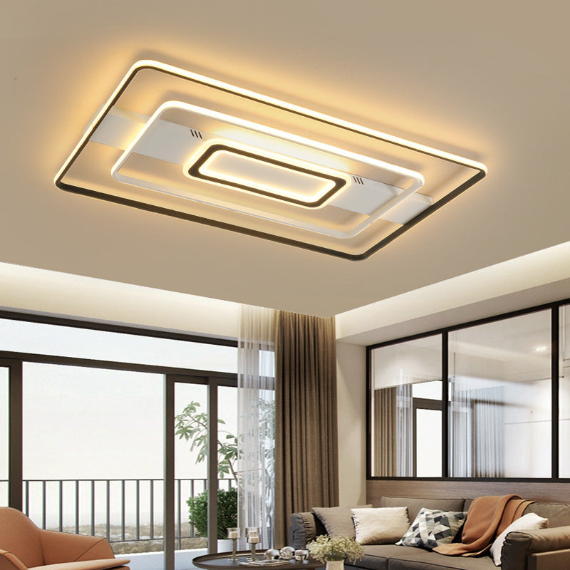 Zwart en wit Living Room LED Flush Mount Modern Aluminium Ronde/Vierkante/Rechthoekige Frame Flush Plafond Lamp-armatuur, Wit Licht