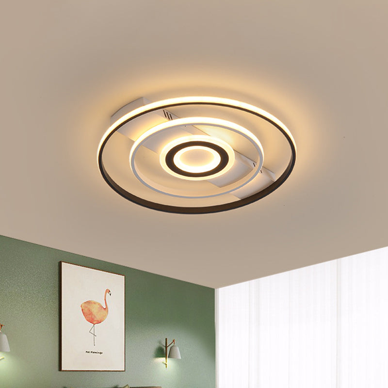 Zwart en wit Living Room LED Flush Mount Modern Aluminium Ronde/Vierkante/Rechthoekige Frame Flush Plafond Lamp-armatuur, Wit Licht