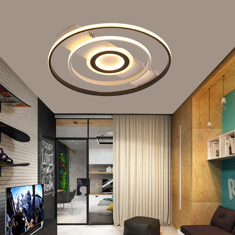 Zwart en wit Living Room LED Flush Mount Modern Aluminium Ronde/Vierkante/Rechthoekige Frame Flush Plafond Lamp-armatuur, Wit Licht