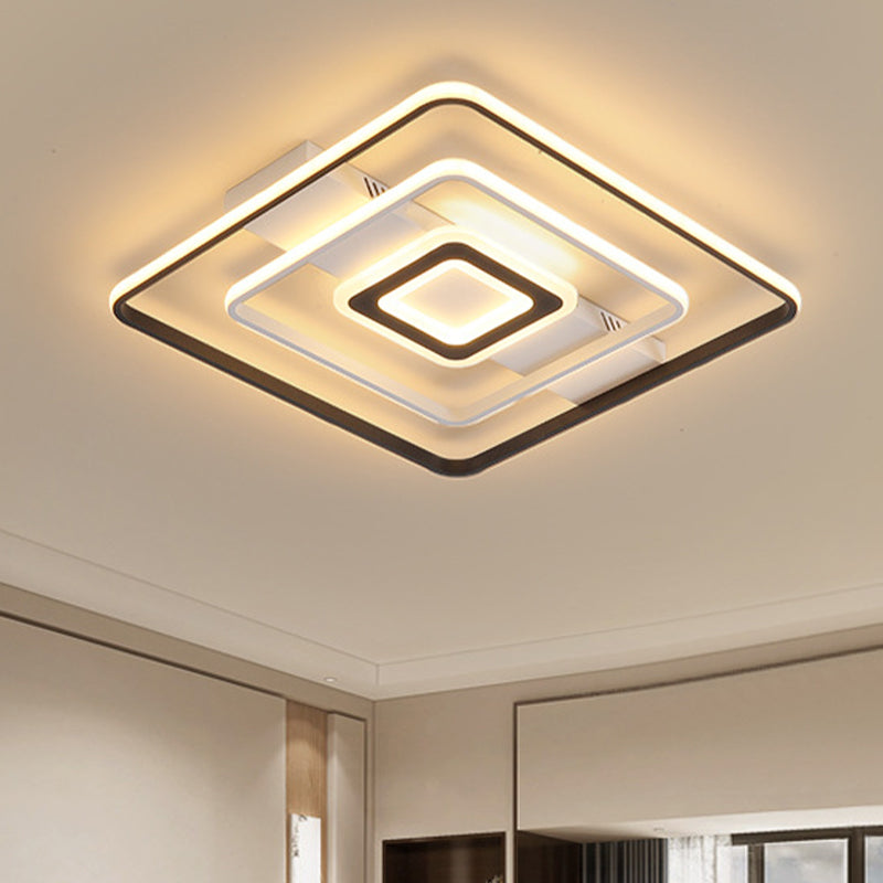 Plafoniera da incasso a soffitto moderna in alluminio con cornice rotonda/quadrata/rettangolare a LED per soggiorno in bianco e nero, luce bianca