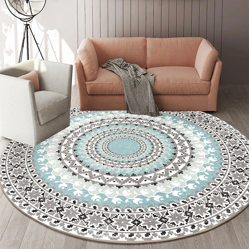 Chic Mandala Print Rug Multi Color Moroccan Carpet Polypropylene Stain Resistant Pet Friendly Non-Slip Backing Rug for Home