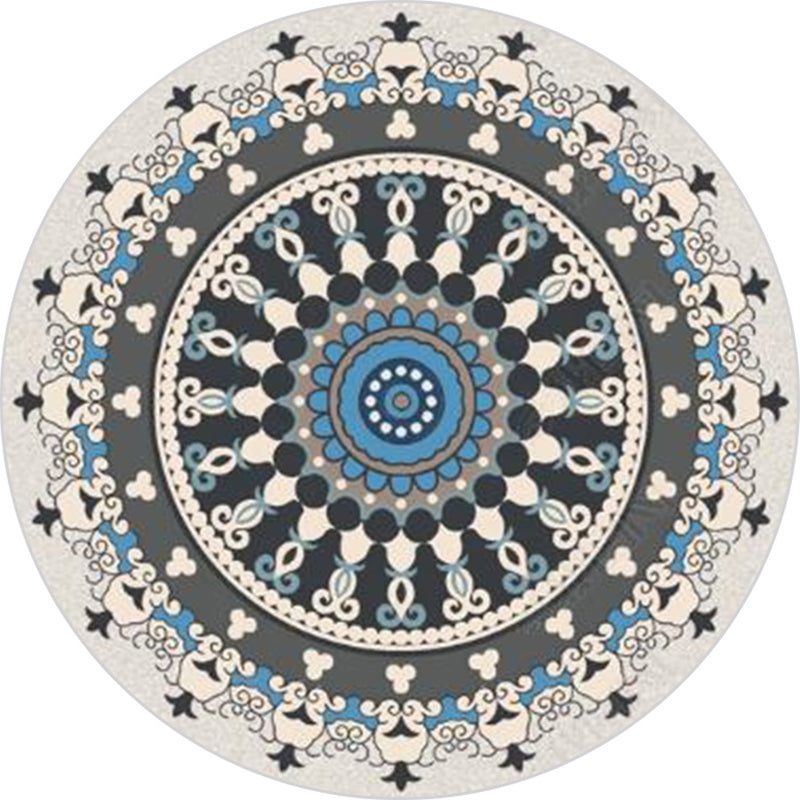 Chic Mandala Print Rug Multi Color Moroccan Carpet Polypropylene Stain Resistant Pet Friendly Non-Slip Backing Rug for Home