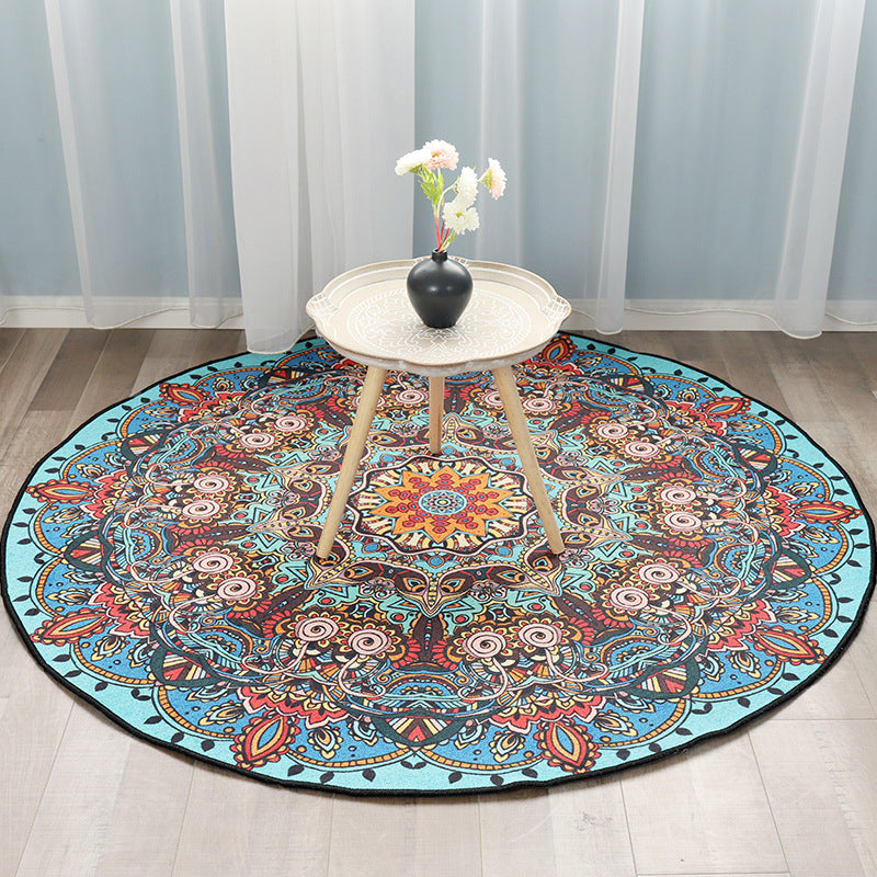 Alfombra de área de dormitorio multicolor alfombra de estampado marroquí de mandala