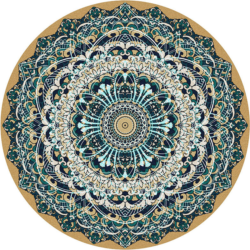 Alfombra de área de dormitorio multicolor alfombra de estampado marroquí de mandala